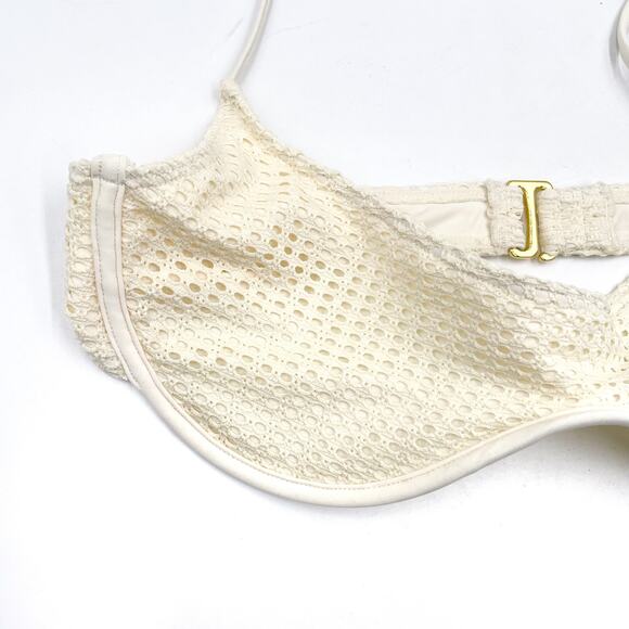 Lovers & Friends Here with You Bikini Top‎ Cream Crochet Underwire Swimsuit Sz L - Picture 5 of 9
